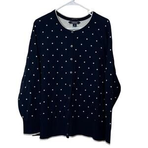 Lands End Women’s Button Up Polka Dot Cardigan Size 2X Layers Preppy Twee